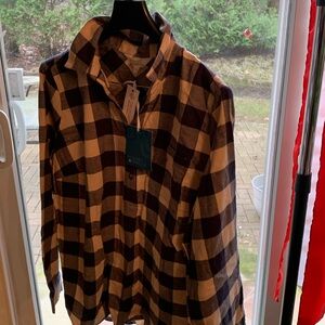 Market & Spruce Sammy Heritage Cotton Straight Fit Shirt Navy Plaid 1X